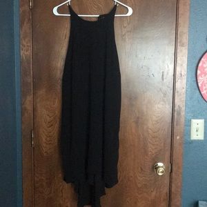Plain black high neckline dress